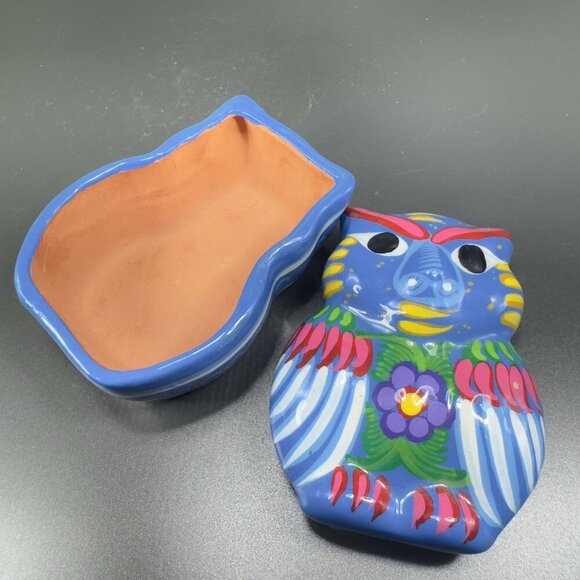 Mexican Pottery RedWare Trinket Dish Jewelry Holder Container Owl Pig Shaped VTG - Picture 11 of 12